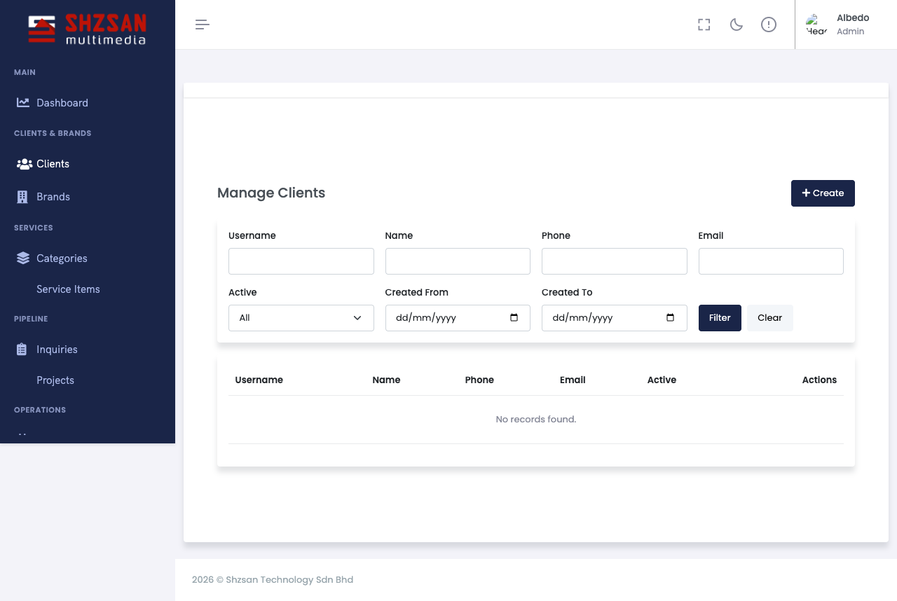 User App — Client Management