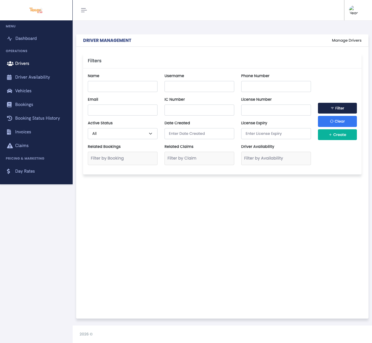 User App — Driver Management
